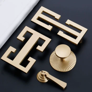 

Big Home Goods Luxury Decorative Furniture Pure Copper Cabinet Hardware Handle Solid Brass Bedroom Drawer Flush Wardrobe Handles