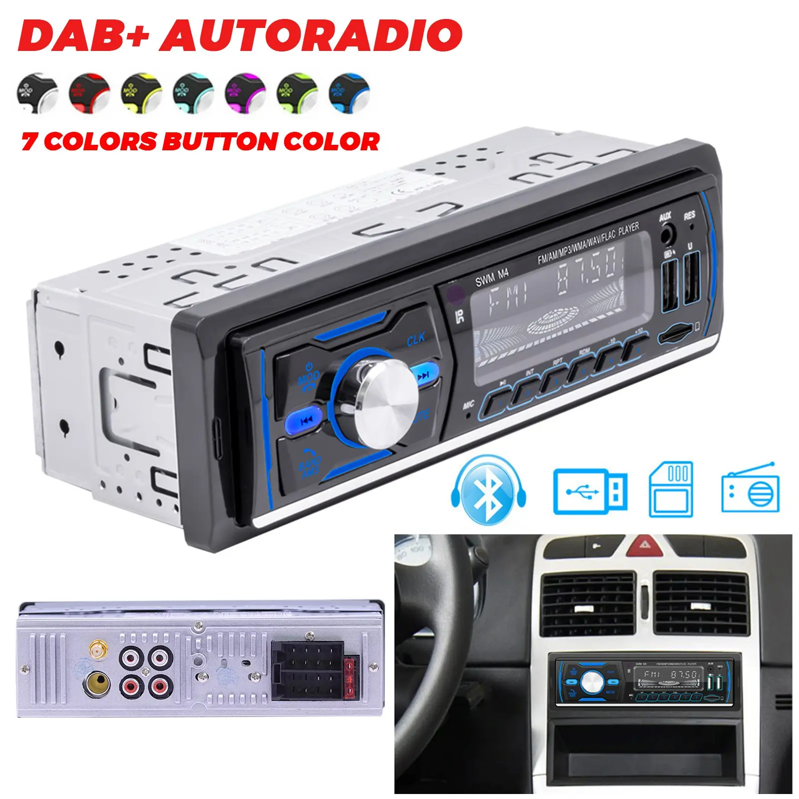 RDS AM FM Car Radio Stereo Bluetooth MP3 Player Audio USB AUX Single