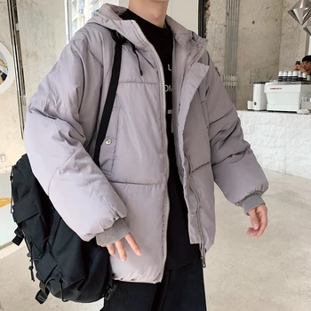 

Winter Down Jacket Men Warm Thick Parka Men Fashion Solid Color Casual Hooded Coat Man Loose Overcoat Cotton Jacket Male Clothes