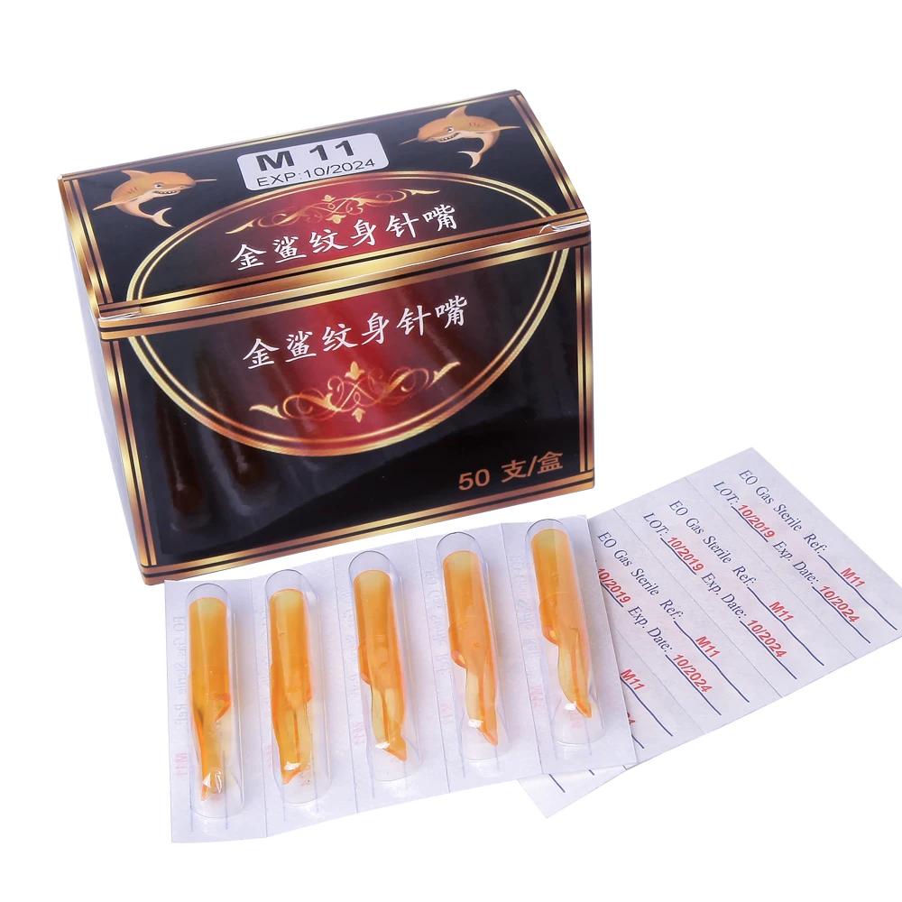 Yellow Disposable Plastic Tattoo Tips 50pcs/Box RT M FT R DT FOR Tattoo Needles