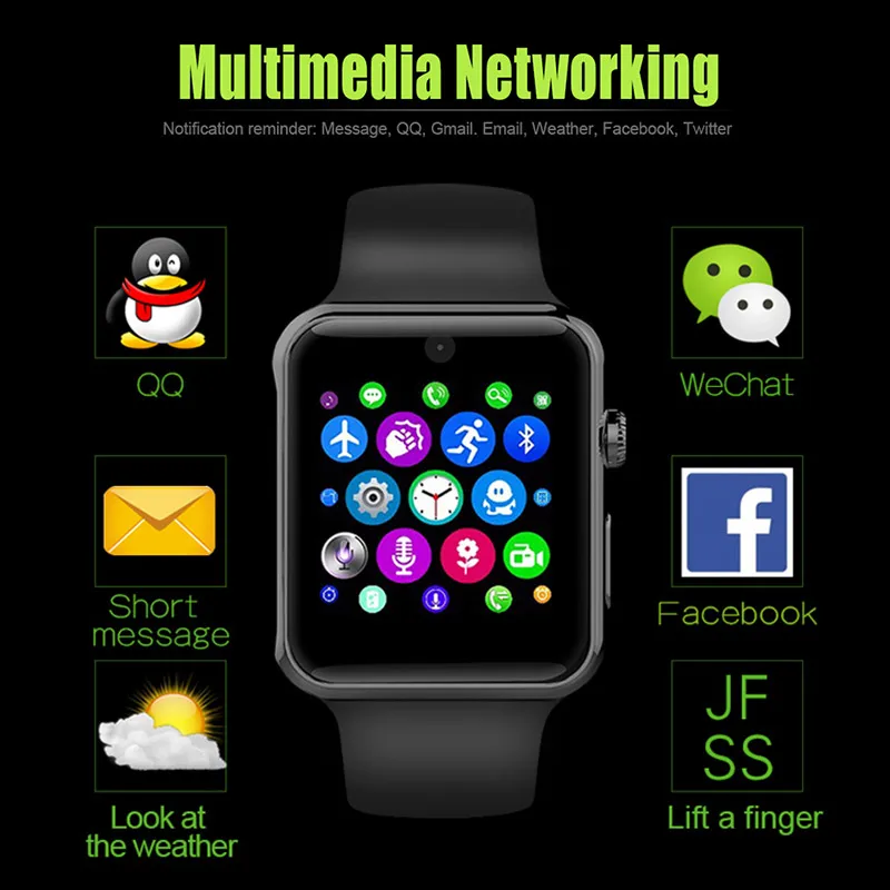  MOMOTS DM09 Full Touch Screen Camera Smart Watch Support SIM Card Phone Call Sleep Monitor Smart Ba - 4000015674134
