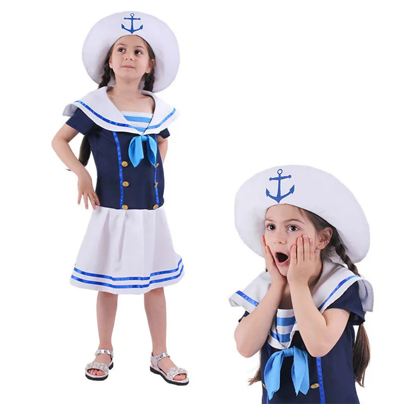 

Japanese Kids Sailor Uniform Cosplay Costume Children's Day Halloween Party Navy Performance School Uniform C46M254