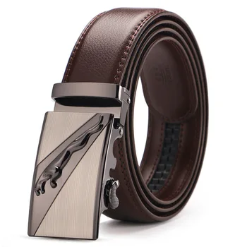 

Brown Men Leather Belt Durable Men Spring Buckle Belt Cheap Adult Buckle Middle-aged Youth Belt Wild Luxury Fashion New Arrival