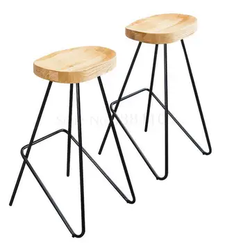 

Northern Europe Bar Chair Solid Wood Modern Simple Home Bar Chair High Stool Leisure Coffee Dining Chair Front Desk Chair