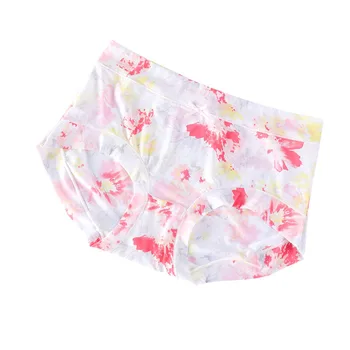 

Underwear Women Panties Pure Cotton Crotch Ice Silk 11 Colors Floral Print Big Size Mid-Rise Women Briefs Underpants