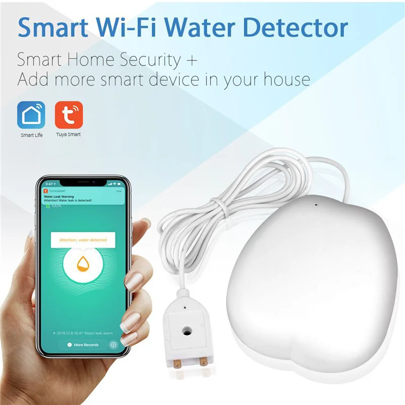 

Smart Water Sensor with Cable, APP Notification Alarm Battery Operated Monitor Alarm for Basement (Batteries Not Included)