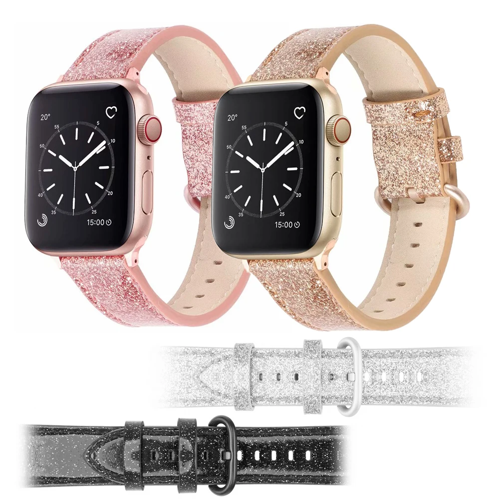 Кожаный браслет ремешок для Apple Watch Band 5/4 серии 40 мм 44 Шикарный Браслет iWatch 3/2/1 38 42