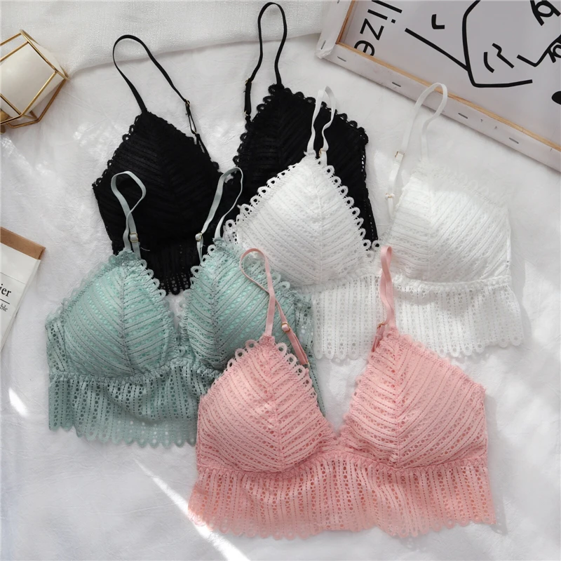 Женский бюстгальтер без косточек с глубоким v образным вырезом Кружевной