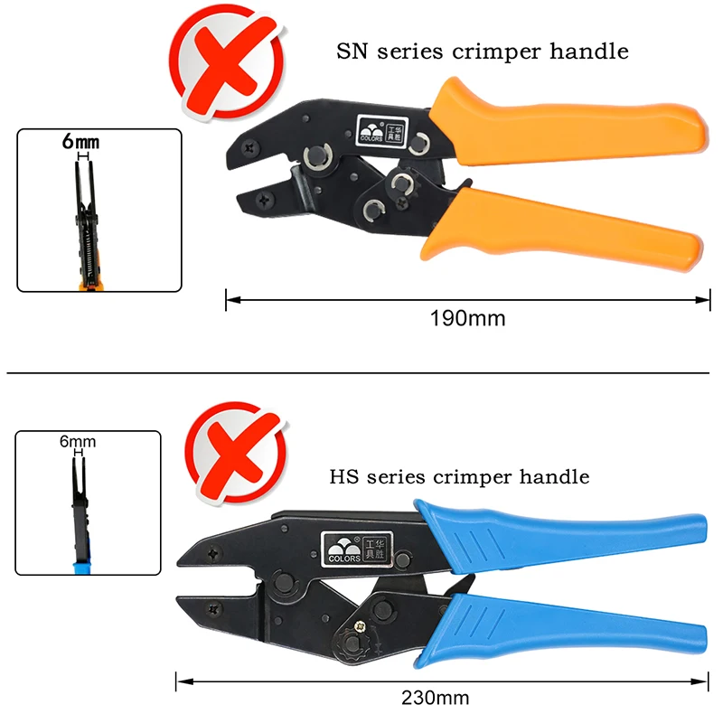 1pcs crimping pliers jaw SN/4mm for TAB 2.8 4.8 6.3 C3 XH2.54 plug insulation tube terminal tools (jaw width 4mm/pliers 190mm)