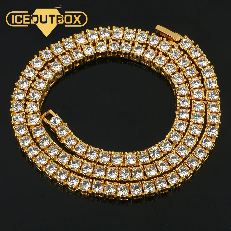 Collar de 5mm con diamantes de para hombre, cadena de tenis de 1 Fila de circonita, joyería de Hip Hop, cadenas de tenis doradas con caja de regalo|Collares de cadena| -