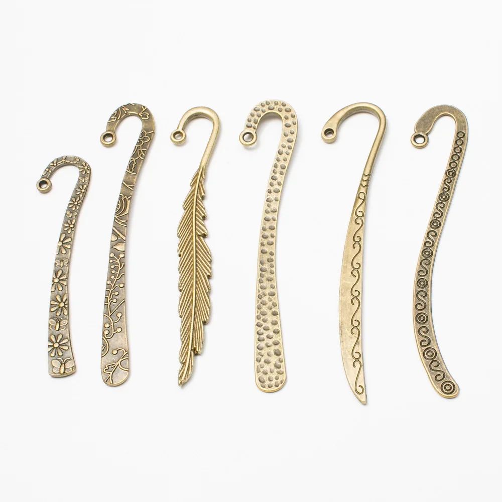 

6pcs/set Metal Mixed Bookmark Hanging Charms Pendants Antique Bronze Accessories for Jewelry Making Components Craft DIY