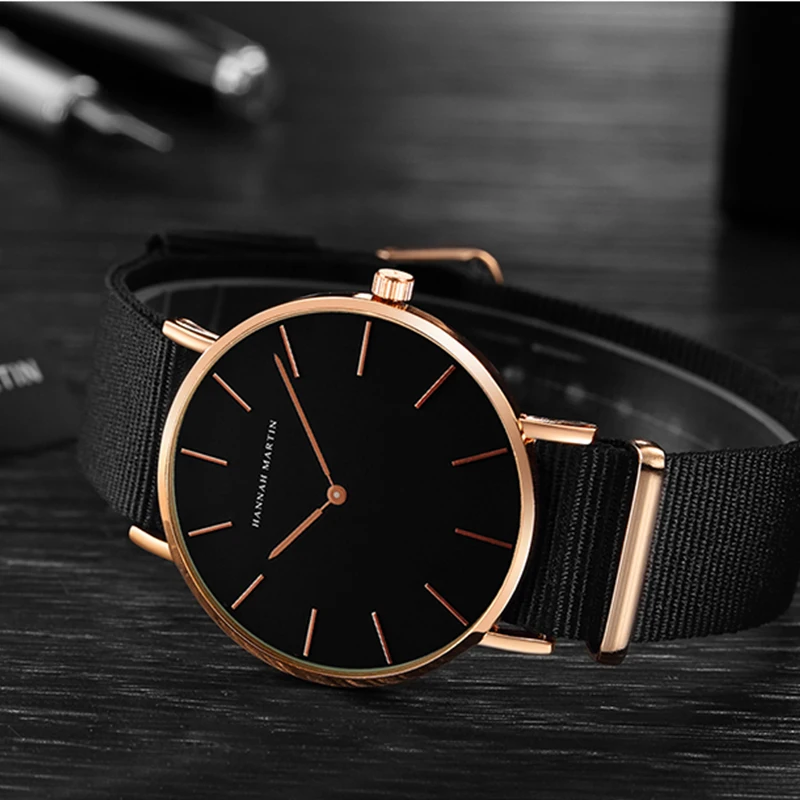 Dropshipping Mens Full Black Slim Simple Unisex Wristwatch Top Fashion Brand Sport Casual Waterproof Watches Relogio Masculino 3