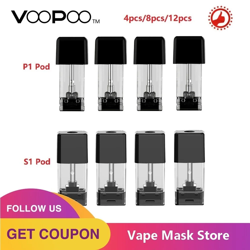 4 шт. 12 VOOPOO Drag NANO Pod картридж 1 0 мл S1 с 1.8ohm катушкой и 6 P1 1.5ohm для NANO|Батареи