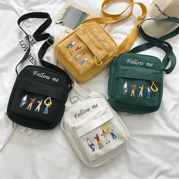 

High Quality Women Concise Bag Fashion Durable Canvas Crossbody Bag Personality Cool Cartoon Pattern Shoulder Bag