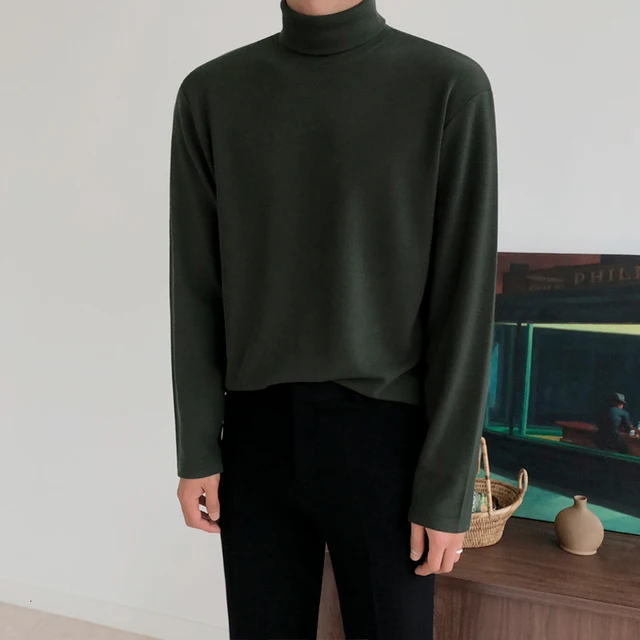 US $20.86 2019 Autumn And Winter New Korean Turtleneck Bottom Shirt Fashion Casual Solid Color Thicken T-shir