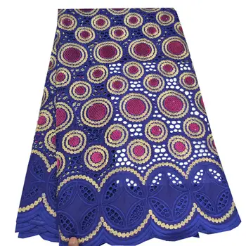 

blue gold Swiss lace fabric 2020 New coming embroidery African cotton fabrics Swiss voile lace popular Dubai style 5 yard