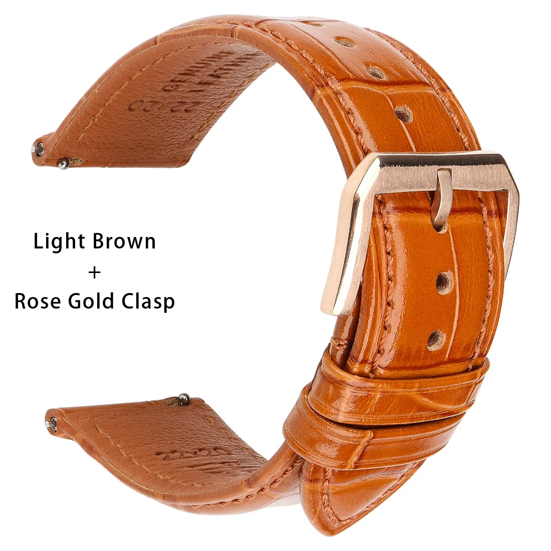 Elegant Two-Tone Leather Watch Strap with Butterfly Buckle