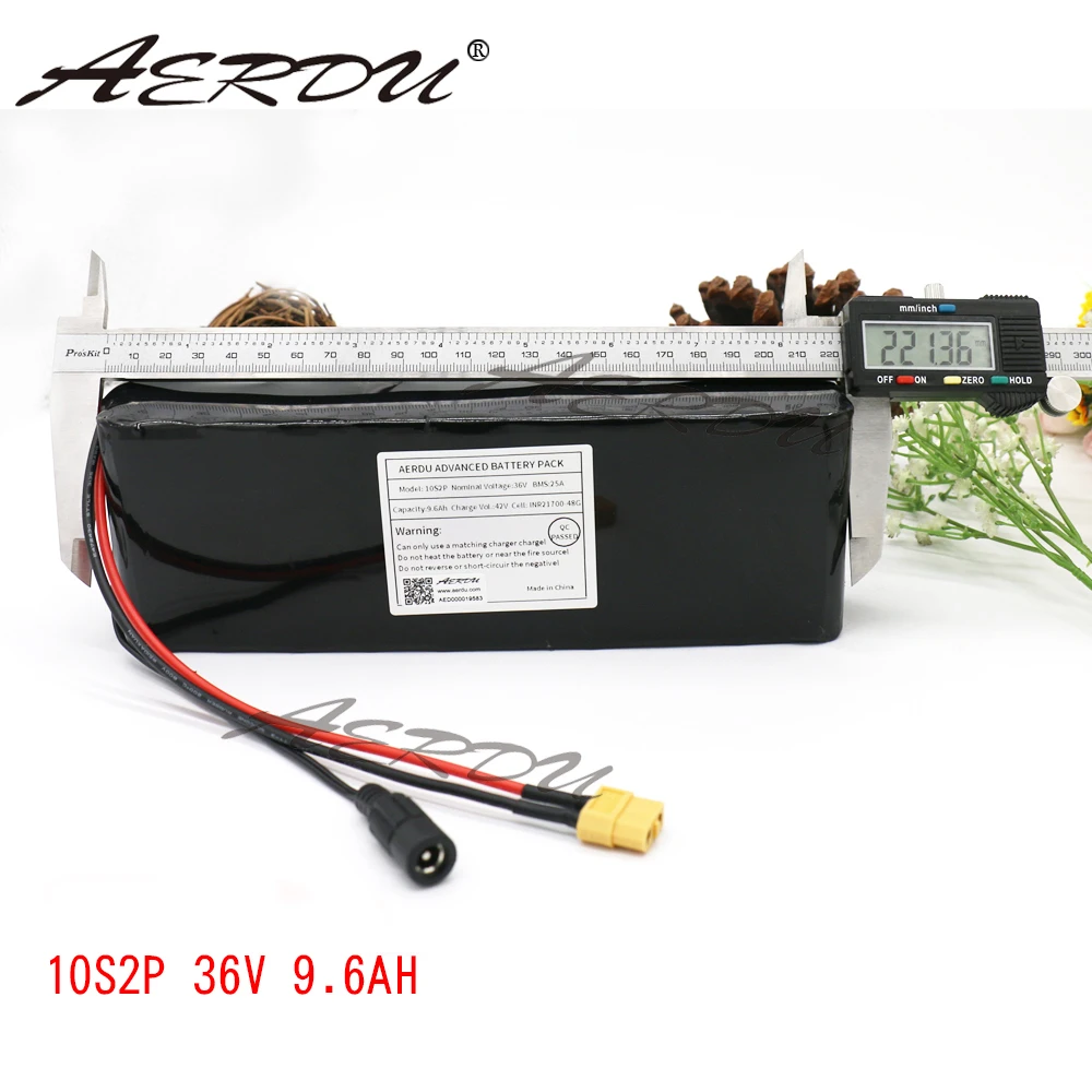 AERDU 36V 10S2P 9.6Ah 10Ah 600W усовершенствованный литий ионный аккумулятор INR21700 48G 42V