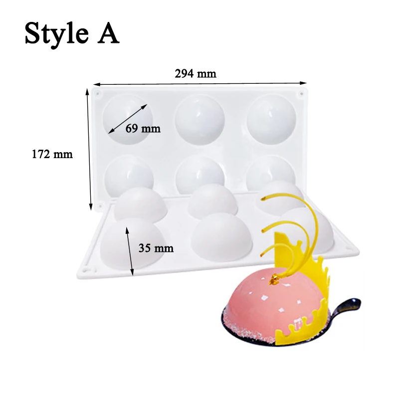 4 Style Hemisphere Shape Silicone Mold DIY Muffin Chocolate Cake Mould Mousse Dessert Pastry Modle Kitchen Baking Tools - Цвет: Style A