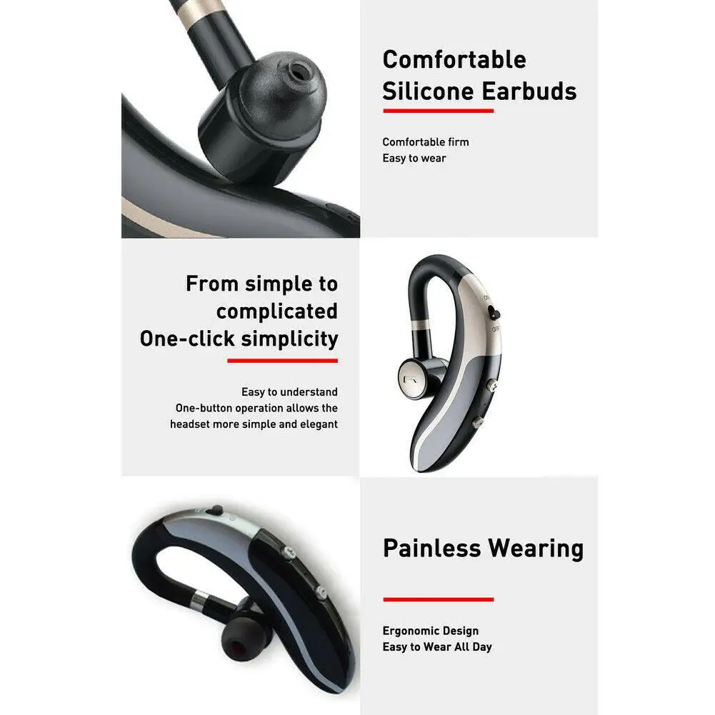 Wireless Bluetooth Headset Headphone Stereo Earphone Handsfree Call with Mic for Samsung S20 S10 S9 S8 iPhone 11 XR XS X 8 7