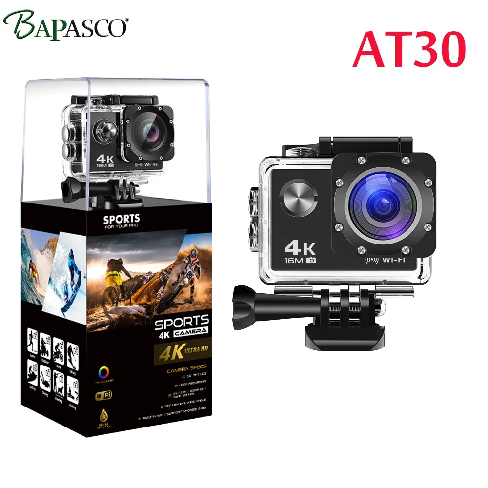 Go Sport pro Камера 16MP настоящий 4K спортивные Камера со встроенным WI-FI 2 дюймов ЖК-дисплей экран 170 градусов широкоугольный объектив с фокусным расстоянием - Цвет: AT30 package1