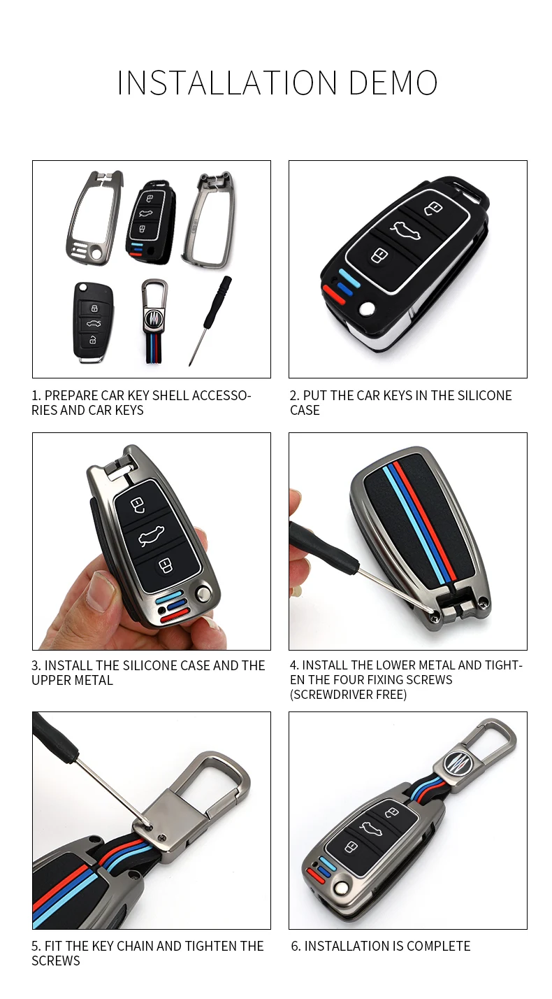 In Lega di zinco Custodia/cover per Chiave/telecomando Per Audi A3 A4 A5 C5 C6 8L 8P B6 B7 B8 C6 RS3 Q3 Q7 TT 8L 8V S3 Accessori 25 In Lega di zinco Custodia/cover per Chiave/telecomando Per Audi A3 A4 A5 C5 C6 8L 8P B6 B7 B8 C6 RS3 Q3 Q7 TT 8L 8V S3 Accessori - Hc3dabc63a2974256b00239af777c1ac73