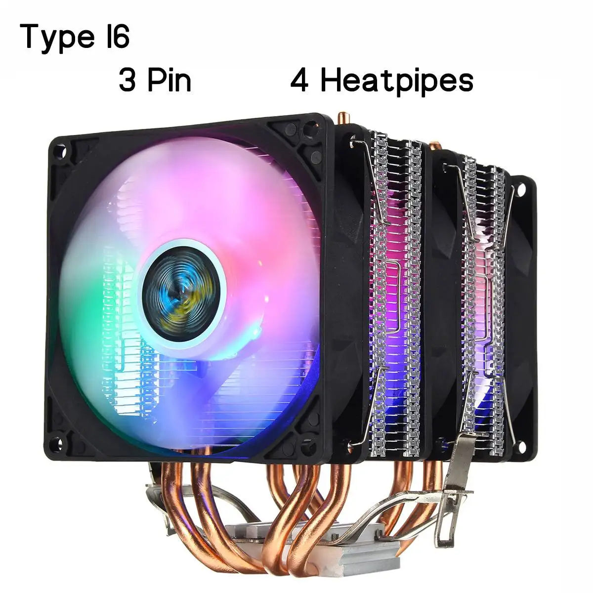 Процессор охлаждающий вентилятор радиатора 2/4/6 Медь с тепловым стержнем heat pipe 3/4Pin RGB Вентилятор Кулер для Intel 775/1150/1151/1155/1156/1366 и AMD все платформы
