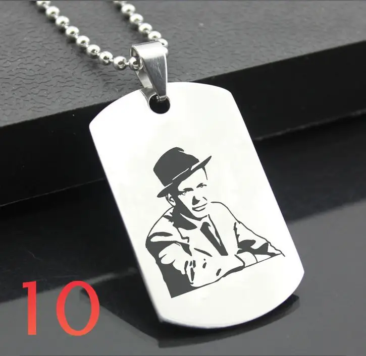 Классический брелок из нержавеющей стали FRANK SINATRA FLK01, гравировальные бирки, стальная подвеска-открытка для ожерелья