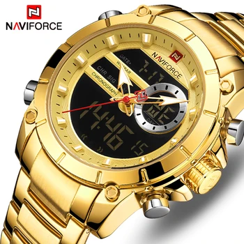 

NAVIFORCE Brand Men Military Sport Watches Mens LED Analog Digital Watch Male Army Stainless Quartz Clock Relogio Masculino 9163