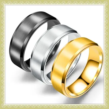 

Europe and the United States Simple Ring Stainless Steel Smooth Matte Double Bevel 2020 High-End Free Ring