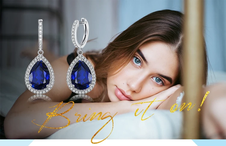 12ct создан синий сапфир висячие серьги 925 пробы серебряные серьги для женщин драгоценные камни корейские серьги модные украшения
