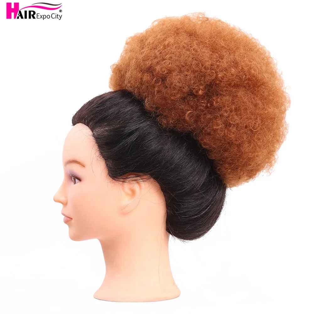 

8"Ponytail High Hair Puff Clip in Chignon Bun Hairpiece Afro Kinky Curly Synthetic Drawstring ponytail Hair Extensions Hair Expo