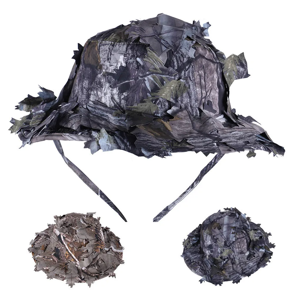 

Leaf Camouflage Camouflage Hat Men's Camping Alpine Cap Summer Quick-Dry Fisherman Military Training Large Brimmed Bucket Hat