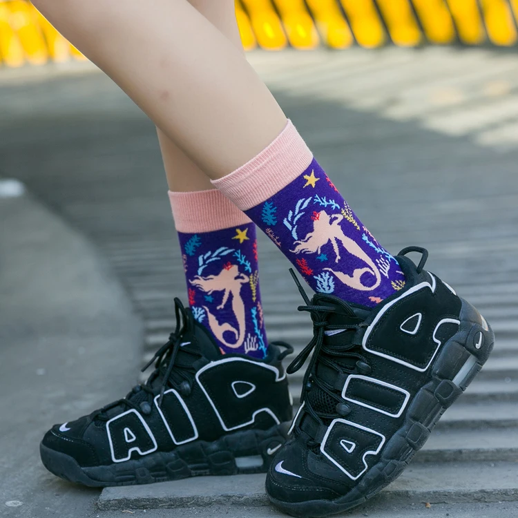 Men and Women Funny Sport Socks Christmas Jacquard Elasticity Combed Cotton Printing Marine Octopus Fancies Running Basketball