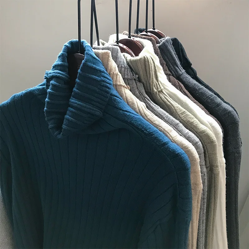 Mooirue Autumn Femme Sweet Sweater High Knitting Thin Elastic Pullovers Feminine Yellow Grey Knitwear
