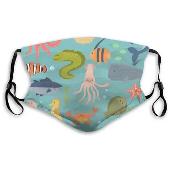 

Sea Life Masks With filter Washable & Reusable Anti Dust Breathable Mask With Adjustable Ear Loops for Men & Women