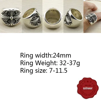 

A132 s925 sterling silvery ring personality fashion retro punk style domineering cross letter shape to send friends 2020 new hot