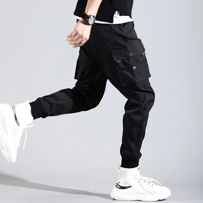 Boy Multi Pockets Cargo Harem Pants Streetwear Hip Hop Black Gray Casual Male Joggers Trousers Fashion Harajuku Men Punk Pants