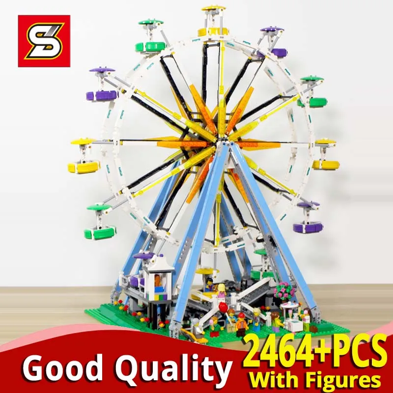 

2464PCS Ferris Wheel model set building blocks compatible with legoinglys Creator 15012 construction toy kit led 10247 bricks