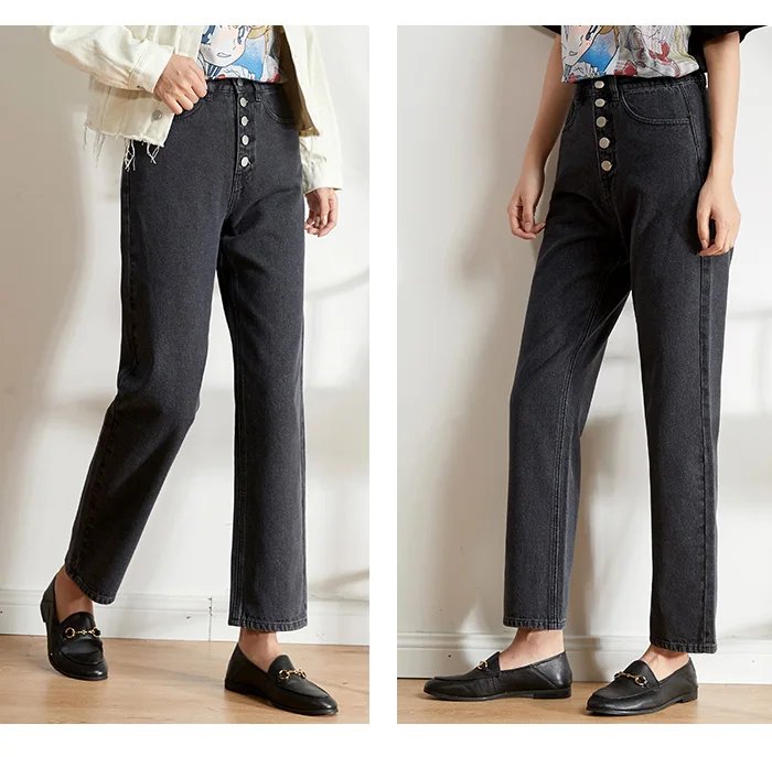 Женские свободные прямые джинсы LEIJIJEANS, неэластичные классические брюки с пятью пуговицами и карманами, крутые джинсы новой модели для девушек