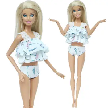 

Fashion White Vsco Girl Swimsuit Summer Beach Wear Lace Bathing Bikini Swimming Clothes for Barbie Doll Accessories DIY Toy