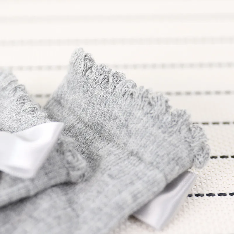 Cotton knee socks for girls big bow knee high long kids autumn winter style do not slip