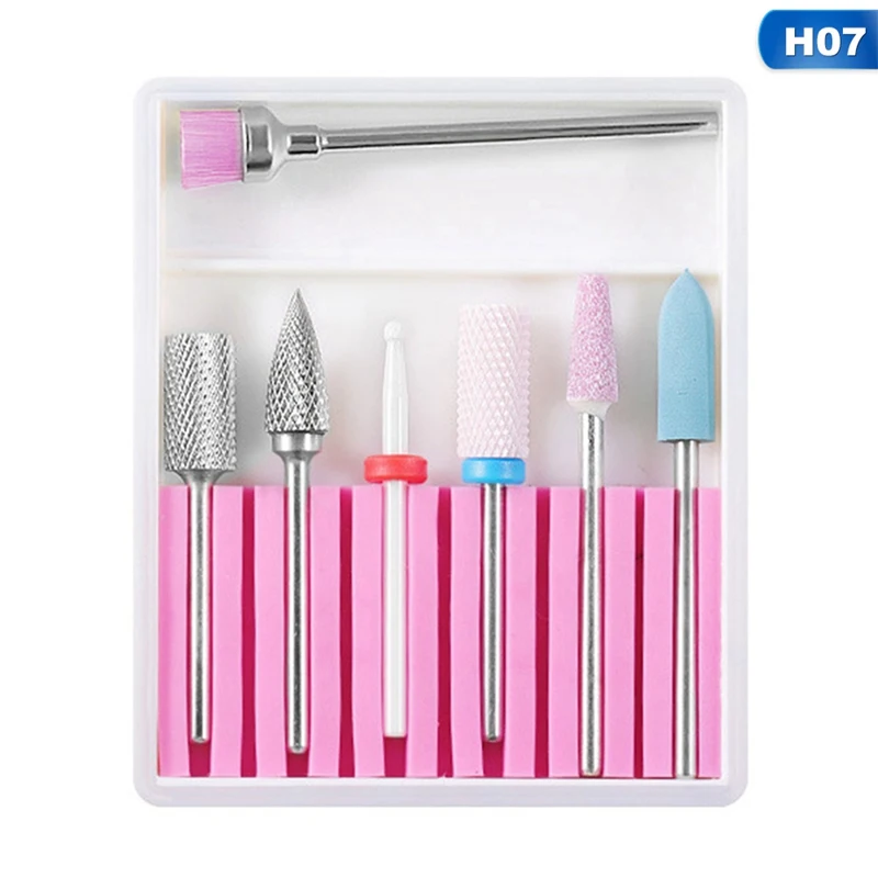 6pcs Ceramic Diamond Nail Drill Set Milling Cutter For Manicure Rotary Burr Clean Bits Electric Machine Art Accessory - Цвет: 07