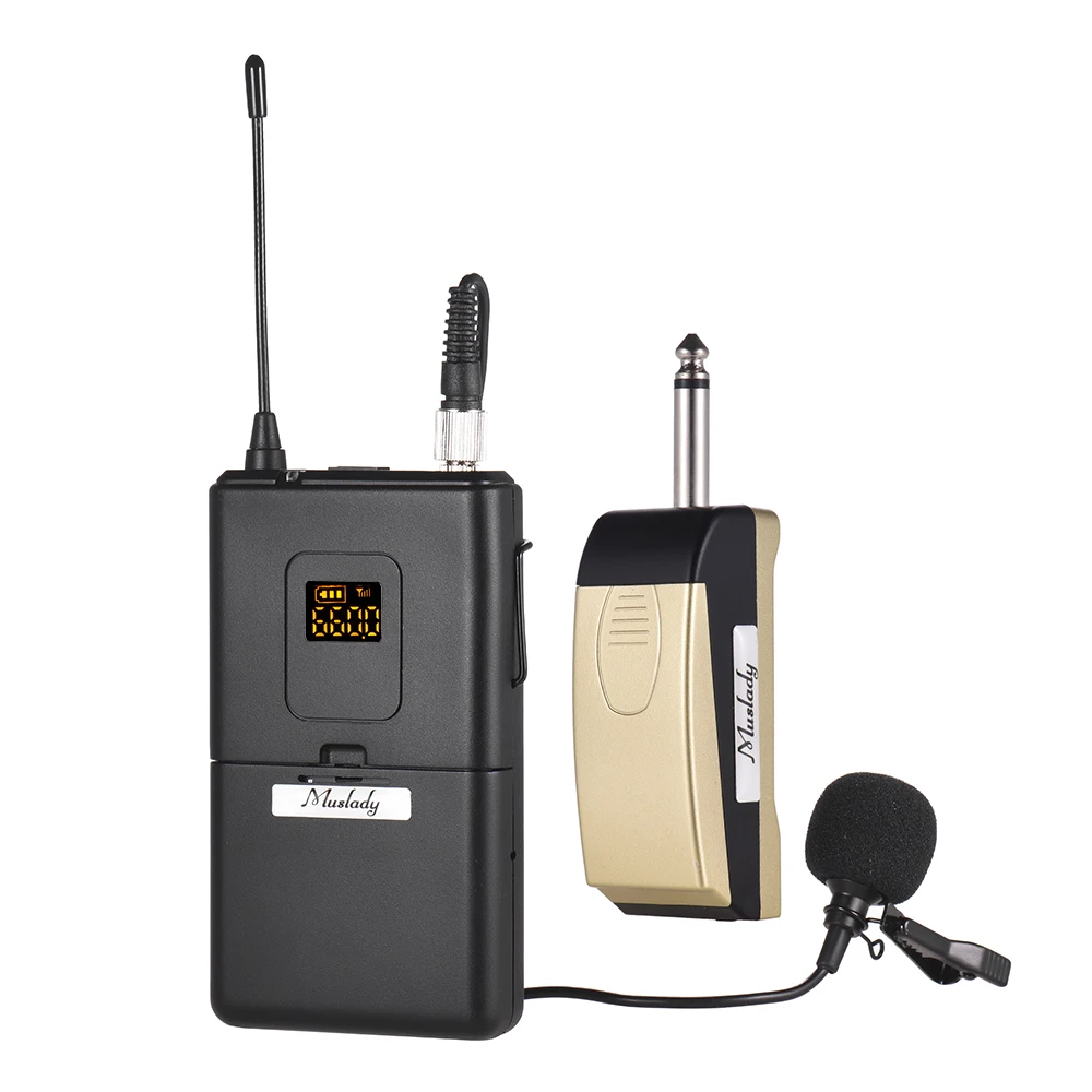 

Muslady UHF Wireless Microphone Mic System with Receiver Transmitter Clip-on Lapel Lavalier Microphone for Business Meeting