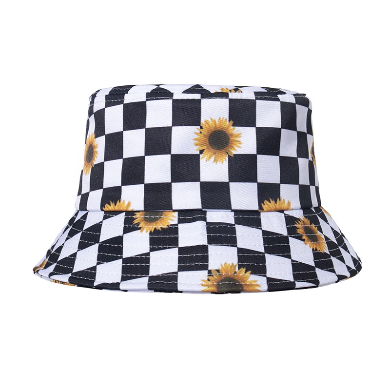 Waliicorners New Fashion Panama Gorras Black White Floral Check Plaid Fisherman Fishing Caps Bucket Hats 8 Hc3dbce96e95b486e872bdaf4fcc3449am
