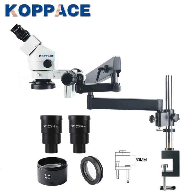 KOPPACE 3.5X-90X Binocular Stereo Lndustrial Microscope Eyepiece WF10X/20 WF20X/10 Rocker Bracket Mobile Phone Repair | Инструменты