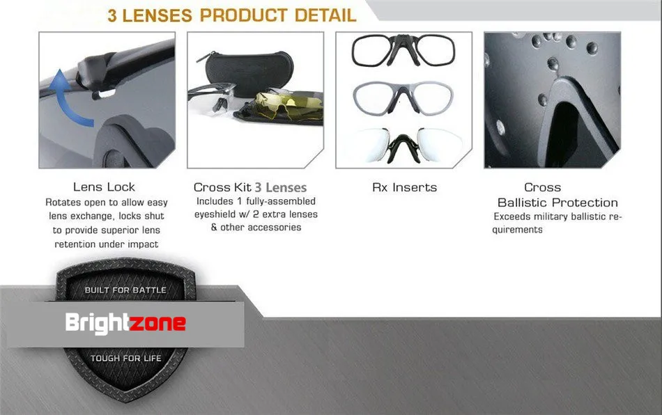 Brightzone американские военные очки, поляризационные Баллистические 3,4 или 5 линз, армейские солнцезащитные очки, солнцезащитные очки, мужские тактические очки