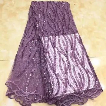 

Purple French Nigerian Laces Fabrics High Quality Tulle African Laces Fabric Wedding African French Tulle Lace Fabric