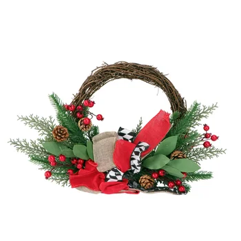 

1pcs Wreath Decor Xmas Garland Door Hanging Decoration Bow Designed Wreath for Wall Xmas Festival