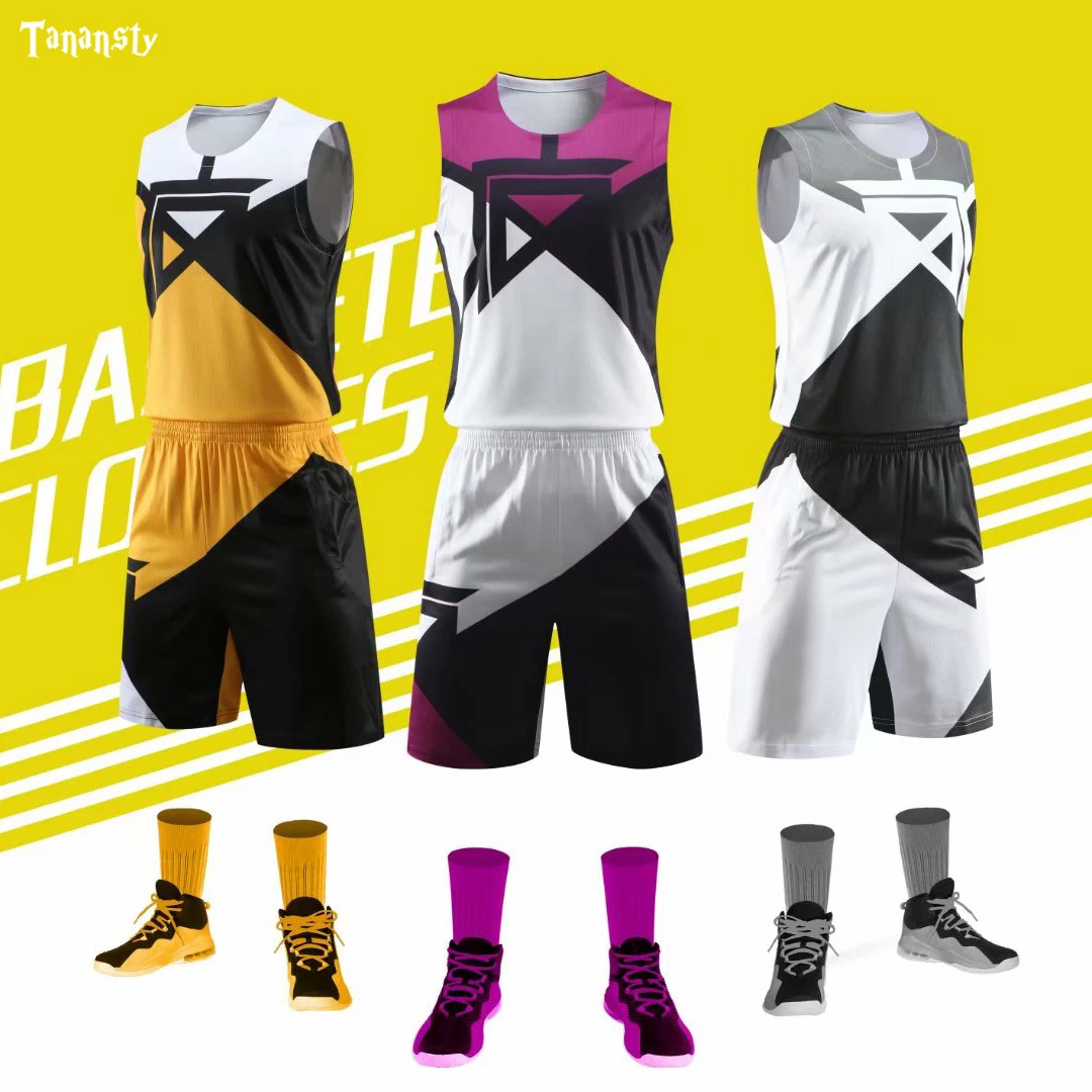 

New 2020 Color Matching Basketball Uniform Youth Sports Suit Customize Basketball Shirt Club Wholesale Team Uniform Knitted
